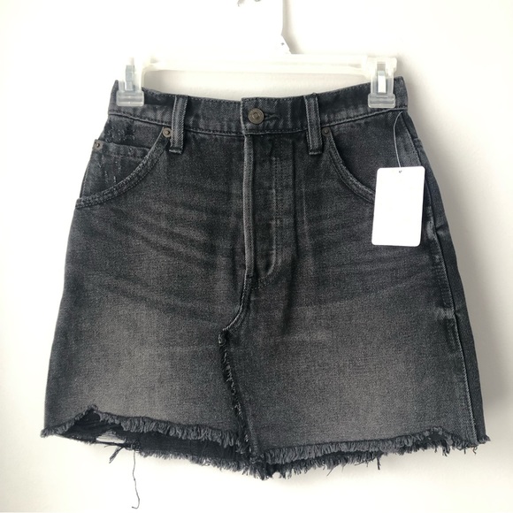 Jupe Free People We The Free Jade Ceinturée Mini Taille 26 Black Ash Denim